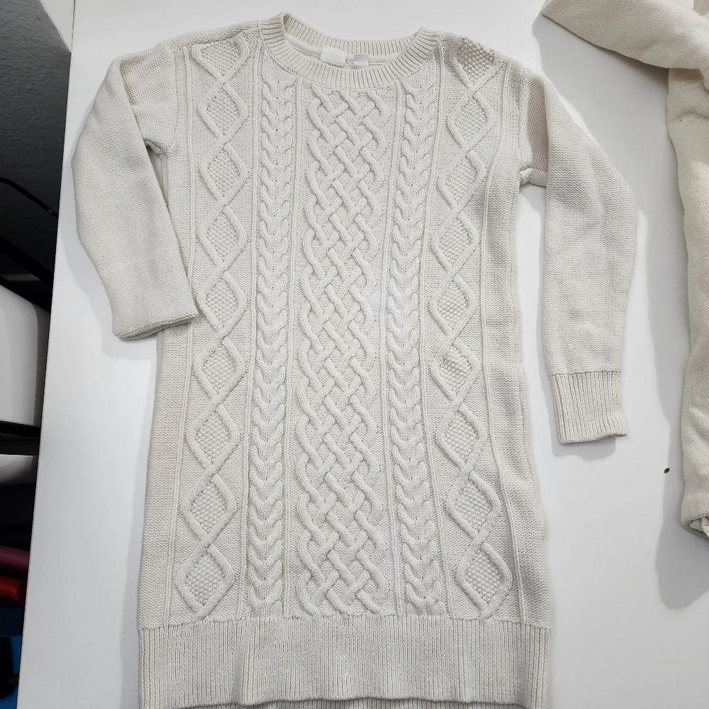 Girls GAP Cream Color Cable Knit Dress & Matching Leggings Outfit Set Size Small